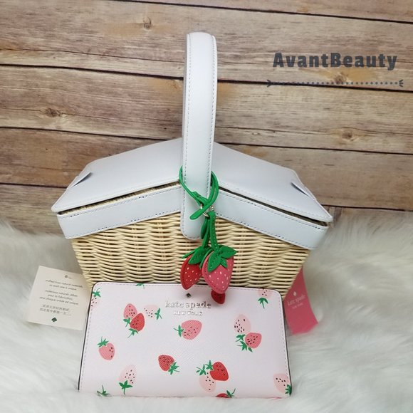 Kate Spade Wicker Basket Strawberry Bifold Wallet - Picture 4 of 16